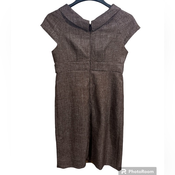 Vintage London Times Dark Academia Brown Tweed School Girl Preppy MIDI Dress 4 - Picture 7 of 7